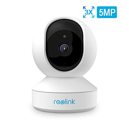 Reolink 5 MP Super HD Caméra de Sécurité sans Fil à l'intérieur, 2.4 GHz/5GHz IP caméra, panoramique/Inclinaison/Zoom bébé Moniteur Caméra, Audio bidirectionnel, Vision Nocturne, E1 Zoom