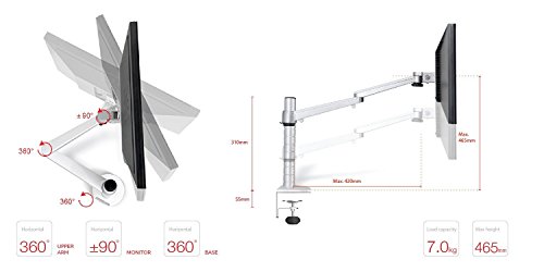 Zolion Einstellbare Aluminium Schreibtisch Monitor Stand Monitor-Schellenklemmung neig- und schwenkbar Schreibtisch-Monitor Ständer Monitor-TV Montage Fernseher Schreibtisch Halterung Universal Laptop Notebook Computer-Monitor Mackbook und iPad LED-TV LCD-TV-Ständer TV-Halter Universal TV VESA Monitorstandfuß (Laptop & Monitor) - 3