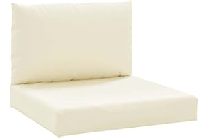 vidaXL Cojines para Palés 2 uds, Almohadas de Asiento Respaldo, Almohadillas de Silla Sofá, Decoraciones para Jardín, Tela Oxford Blanco Crema