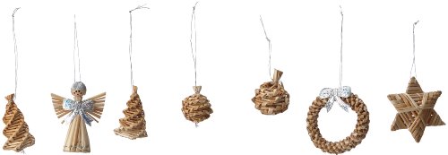 Brauns-Heitmann 83063 - Adornos de Paja para árbol de Navidad (30 Unidades, Diferentes Formas y Figuras, 3-6 cm)