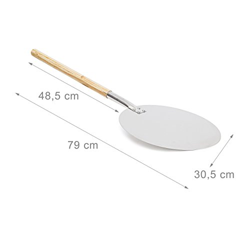 Relaxdays Pizzaschaufel rund D: 30,5 cm, 79 cm lang Pizzaschieber für Pizzaofen mit langem Griff Pizzaheber auch geeignet als Brotschieber und Ofenschaufel, Metall und Holz - 4
