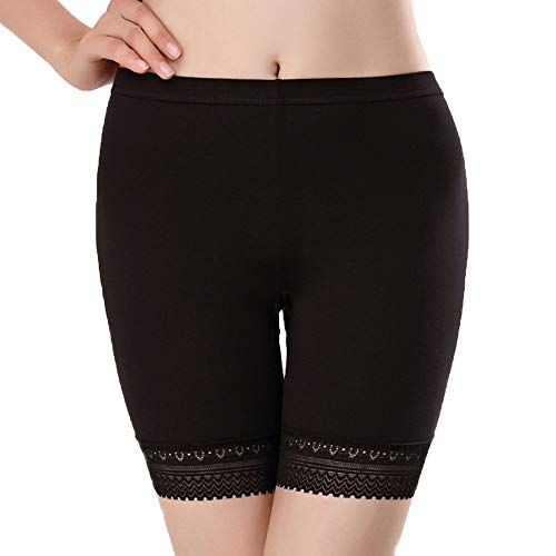 Set da 3 L&K-II Donna Leggings Corti Elasticizzato Sottili Pizzo Pantaloncini Sottogonna 3414 2XL Nero
