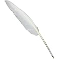 GTR-Prestige Giftware White Goose Feather Quill Black Ink Ball Point Pen