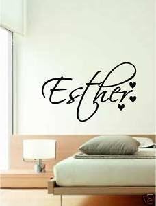 Online Design Your Name &amp; Heart Wall Art Vinyl Decal Sticker Bedroom - Gold