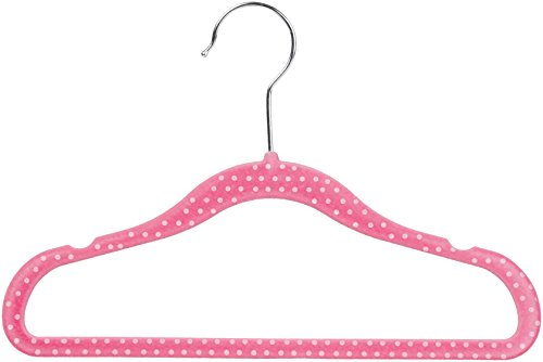 AmazonBasics Kinderkleiderbügel mit Samtbezug, gepunktet, 30er Pack, Rosa