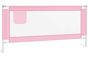 vidaXL Barandilla de Seguridad Cama de Niño Protección Cuna Bebé Guardería Dormitorio Habitación Protector Riel Barrera Rosa Tela 190x25 cm