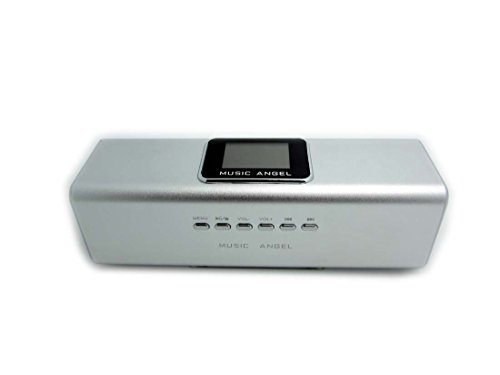Music Angel- FM-Radio/MP3 Player - Line In / MicroSD - Stereo Lautsprecher / Boxen / Soundstation / für Handy, PC, LAPTOP, NETBOOK, Tablet - Farbe Silber