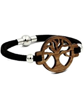 Baum des Lebens - Armband aus Holz - Lederband - Magnetverschluss
