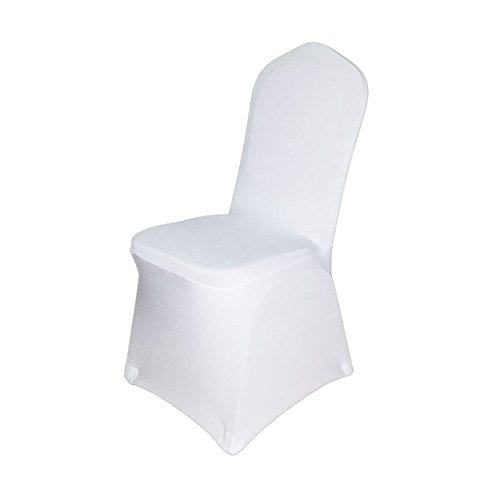 Stuhlhusse Stretch Universal Stuhlüberzug Stuhlbezug weiss (Flach) - 4