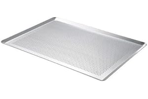 ARREDO CHEF Plaque de cuisson rectangulaire en aluminium, grand plateau pour pâtisserie, four, boulangerie, cuisine professionnelle 40 x 60 x 1,5 cm. (perforée)