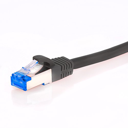 TPFNet (10er PACK) 2m CAT.6A – CAT6A Premium Ethernet LAN Patchkabel SFTP DOPPELT GESCHIRMT 500MHz | Gigabit Netzwerkkabel | LAN-Kabel | RJ45 Kabel | Internetkabel | RJ45 Netzwerk Anschlusskabel | Patch Kabel | Ethernet Kabel mit Knickschutztülle, 10 Gigabit schwarz (RJ45, Cat 6A, Twisted Pair, S/FTP (PIMF) DOPPELT GESCHIRMT, CAT.6A – CAT6A EIA/TIA, Class EA, halogenfrei, 10 Gigabit/s) - 8