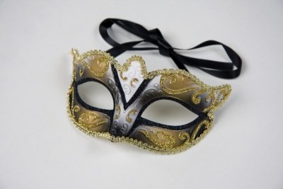 HAAC venezianische Augenmaske Maske Farbe schwarz / gold mit Glitter für Fasching Karneval Party