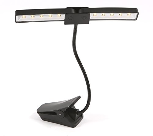 Alneo Light Clip LED Light mit 10 LEDs Schwarz - 90 Grad drehbare 2 Lampenschirme mit jeweils 5 LEDs - breite Krokodil-Klemmvorrichtung - inkl. Batterien und Netzteil