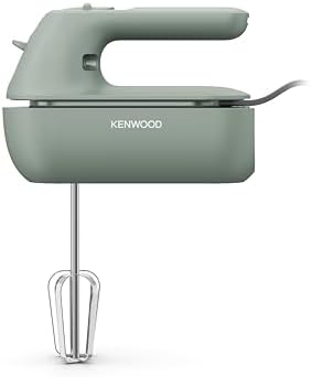 Kenwood QuickMix Go Sbattitore Elettrico Portatile con Custodia Integrata, Fruste e Ganci per impastare in Acciaio Inox, 5 Velocità, 30% realizzato con Plastica Riciclata, 350W, Verde (HMP40.000GR)