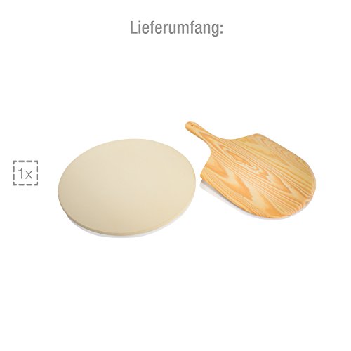 Pizzastein 33 cm mit Pizzaheber Brotbackstein Flammkuchenstein Heißer Stein - 6