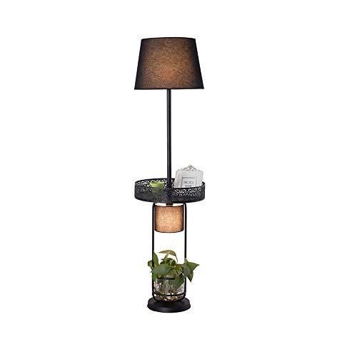 Preisvergleich Produktbild Amerikanischen Stil Stehlampe Wohnzimmer Studie Schlafzimmer Couchtisch Lampe einfache moderne Rack Fach vertikale Tischlampe (Farbe : SCHWARZ)