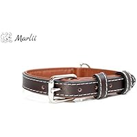 [Gesponsert]Hundehalsband von Marlii | Robustes Halsband für Kleine und Große Hunde mit Polsterung | Leder-Halsband Wetterfest und Wasserabweisend | Halsumfang 30-40 cm