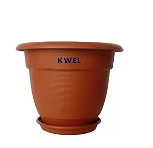 KWEL Flower Pots for Plants and Flowers with Free Tray Size 12Inch - Brown (Pack of 6)