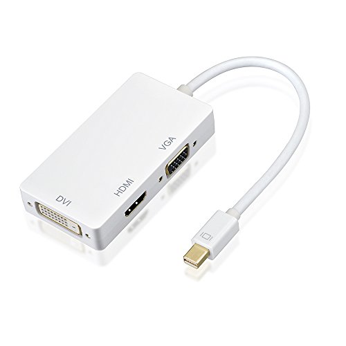 OMorc 3 in 1 Mini Displayport DP auf HDMI DVI VGA Kabel-Adapter Konverter für Apple MacBook, MacBook Air Pro, iMac, Mac mini, Microsoft Surface Pro 1 2 3, Thinkpad X1 usw. - Weiß