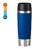 Emsa 515618 TRAVEL MUG GRANDE,  Mug isotherme fermeture par pression Quick Press, 100% hermétique, silicone, 500ml, Bleu