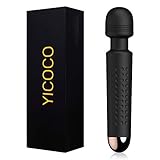 Wireless Electric Wand Massager, YICOCO Powerful Vibrant Electric Handheld Magic Massage Wand with 25 Modes, Cordless Waterproof Rechargeable Women Couple Stress Relief (Black)