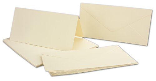 Karten Set inklusive Briefumschläge | 50er-Set | Blanko Einladungskarten in Creme-Weiß | bedruckbare Post-Karten in DIN Lang | Faltkarten / Klappkarten GUSTAV NEUSER C-Line