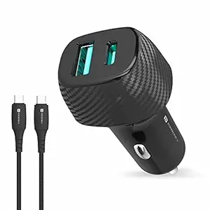 Portronics Car Power 6 Car Charger with Dual USB Port (PD+QC) 36 Watt (Type C to Type C Cable Included)