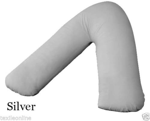 Texile Online V Shape Orthopaedic Nursing Back & Neck Support Pillow with Free Pillow Case (Silver)