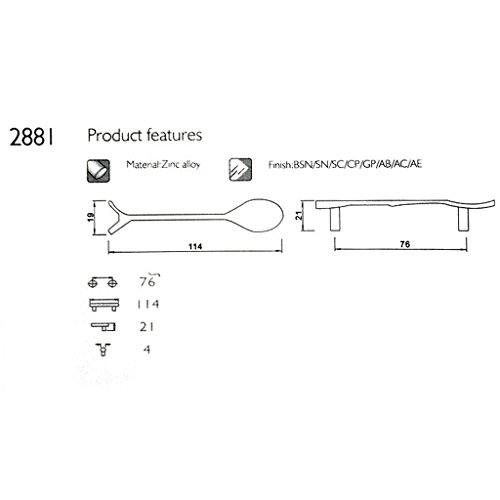 Gazechimp Kreative Löffel Design Möbelgriffe Griffe Knopf für Küchen Schrank Schublade 76mm - 6