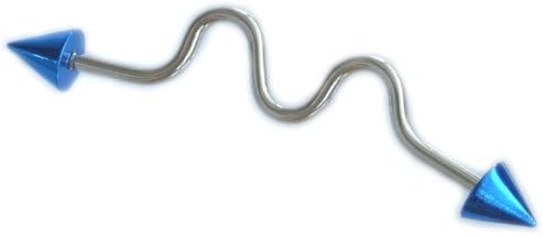 Body JEWELRY- 1.6 MM X 36 MM-Industrial Ohrstab Earrings-Spike Wave COLOUR BLUE