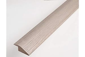 UNIVERSAL MOUDLINGS Threshold Door Strip Solid Oak R Section 12mm Ramp Reducer Trim 90cm for Wood & Laminate Flooring Light Grey Oak