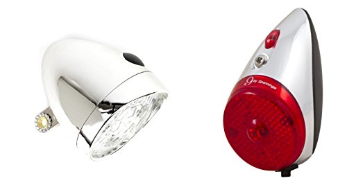 FRI Nostalgie Chrom LED Fahrradlampe Frontlicht und Rücklicht für Hollandrad #45302