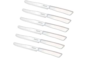 Tredoni 6 Couteaux de Cuisine - Couteau Dentelé 11cm en Acier Inoxydable Italien à Légumes/Steak/Table, Pointe Arrondie (Blanc)
