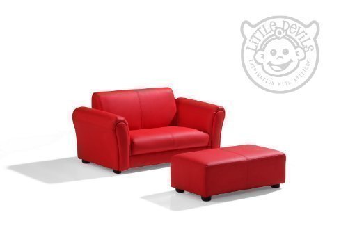 RED PU LEATHER LAZYBONES KIDS TWIN SOFA Chair/Seat/Armchair/Sofa for Children/Childs
