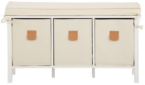 Country Sitzbank inkl Sitzkissen und 3 Canvasboxen, weiss, BxHxT 80x40x30 cm - 3