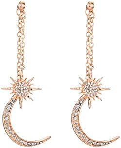 Dana Carrie Fashion Jewelry European and American fashion alloy-framed and drill the crescent stars, ear nail Ear Ornaments