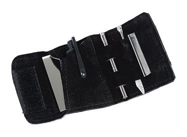 6 teiliges Schnupf Set Schnupftabak Etui mit Spiegel und Dosierer (klein) (silver)