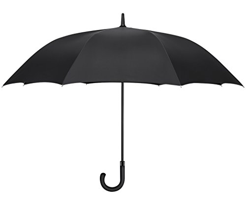 PLEMO Parapluie Canne Noir Classique Surdimensionné Automatique 49''/125 cm Diamètre