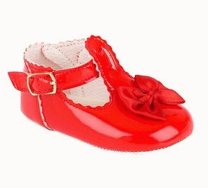 BABY GIRLS RED BLACK PINK WHITE IVORY PATENT PRAM CHRISTENING SHOES SIZES 0 TO 4 UK (2 (6-12months), Red)