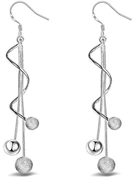 Wiftly Ohrringe Hänger Damen Mädchen 925 Sterling Silber lang Perlen Glücklich verdreht Linie ohrhänger für Partei