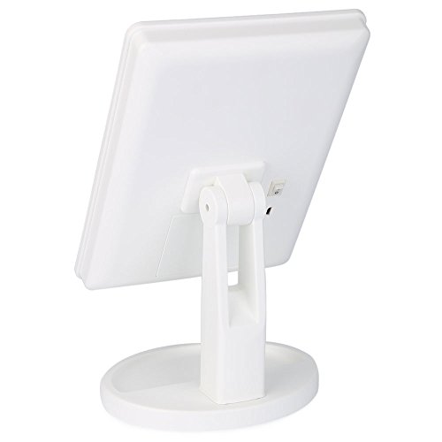 36 Dimmbare LED Makeup Spiegel, Touch Screen Kosmetikspiegel mit Abnehmbarem 10X Vergrößerungsfleck, Tragbarer Beleuchteter Eitelkeitsspiegel, USB und Batterien Geeignet Oben-Unten Schwenken Rasierspiegel für Reisen, Dressing, Rasieren (Weiß) - 5