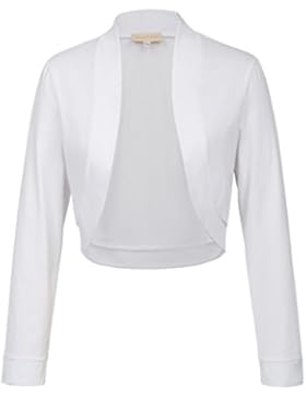 Kate Kasin Damen Basic Langarm Vorne Öffnen Baumwolle Schulterjacke Strickjacke Shrug Bolero KK823