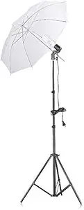 WON 3pcs Set of Umbrella White 80CM + Portable Foldable Umbrella Flash Photo Video Studio Lighting Photography Stand + Umbrella and Bulb Holder Tripod (Black, Supports Up to 2000 g)