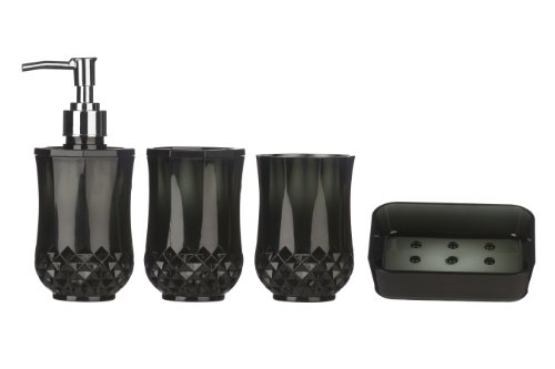 PremierHousewares Cristallo Bathroom Set, 4-Pieces - Black