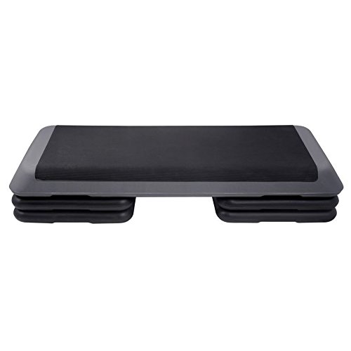 IUNNDS 109,2 cm Verstellbar Fitnesscenter Schritt Plattform für Sport & Fitness (schwarz & grau)