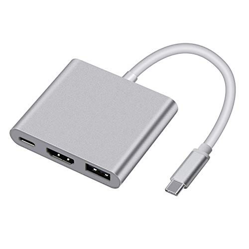 Jhua USB C Ad HDMI 4K Adattatore 3 in 1 Digitale Tipo C Hub Ad HDMI Adattatore multiporta con Porta USB 3.0 e USB C Porta di Ricarica per dispositivi con Porta di Tipo C