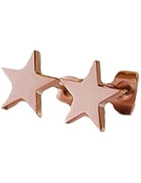 findout Ladies 14K Rose Gold überzogenen Titanstahlrund Bean Herz-Stern-Perlen Kugelohrringe, Für Frauen Mädchen