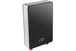 220V 6500W Calentador de agua caliente eléctrico instantáneo sin tanque con cabezal de ducha para baño en casa, Negro