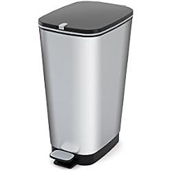 Kis 8071800 1783 01 Poubelle Chic 25 litres en Argent, Plastique, 26,5x40,5x45 cm