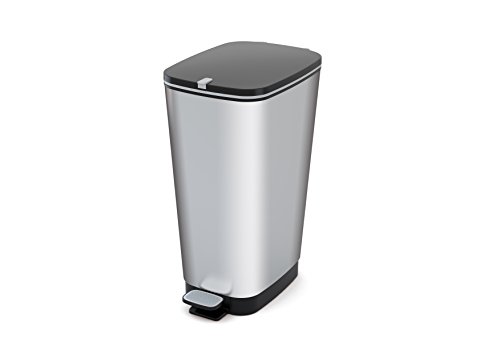 Kis 8071800 1783 01 Poubelle Chic 25 litres en Argent, Plastique, 26,5x40,5x45 cm